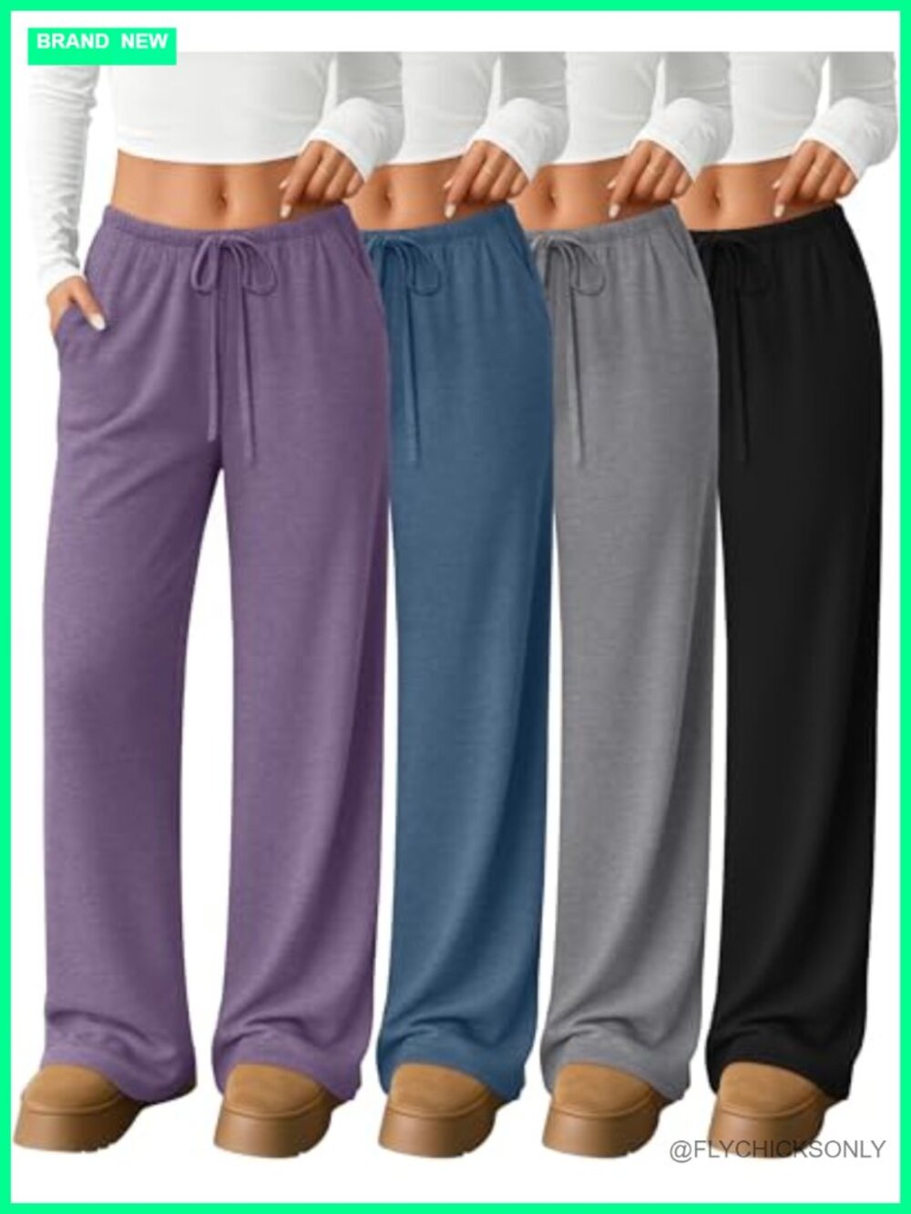 4 Pack Women's Lounge Pants Wide Leg Drawstring Sweatpants